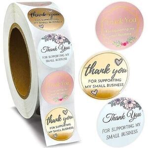 1000PCS Thank You For Supporting My Business 1 Inch Sticker Label Gift Packaging